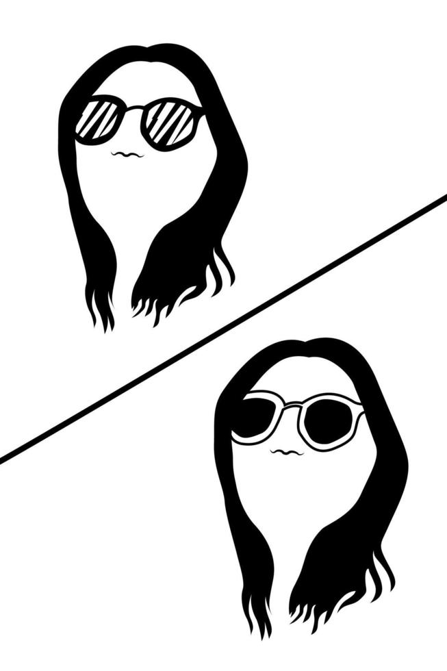 Silhouette of Woman with short hair and sunglasses vector