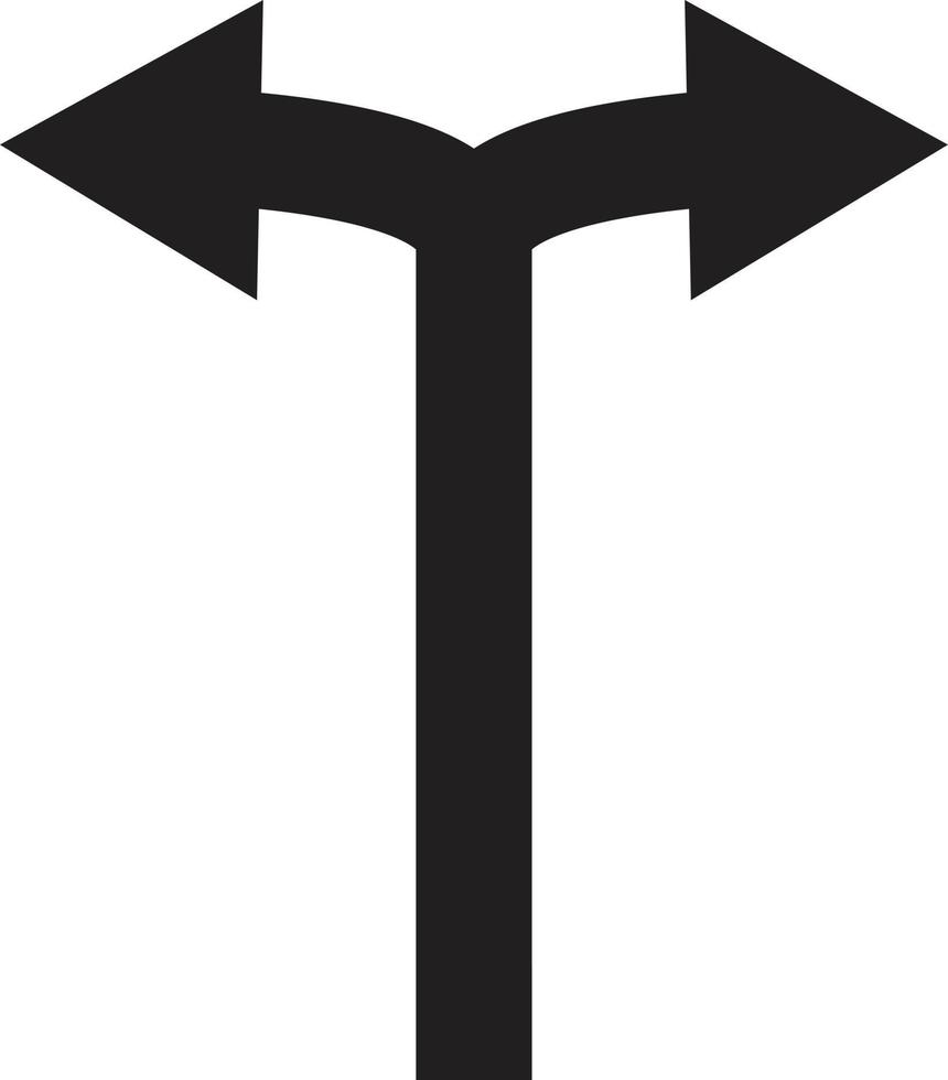 flechas de bifurcación izquierda derecha icono. icono derramado. símbolo derramado. vector