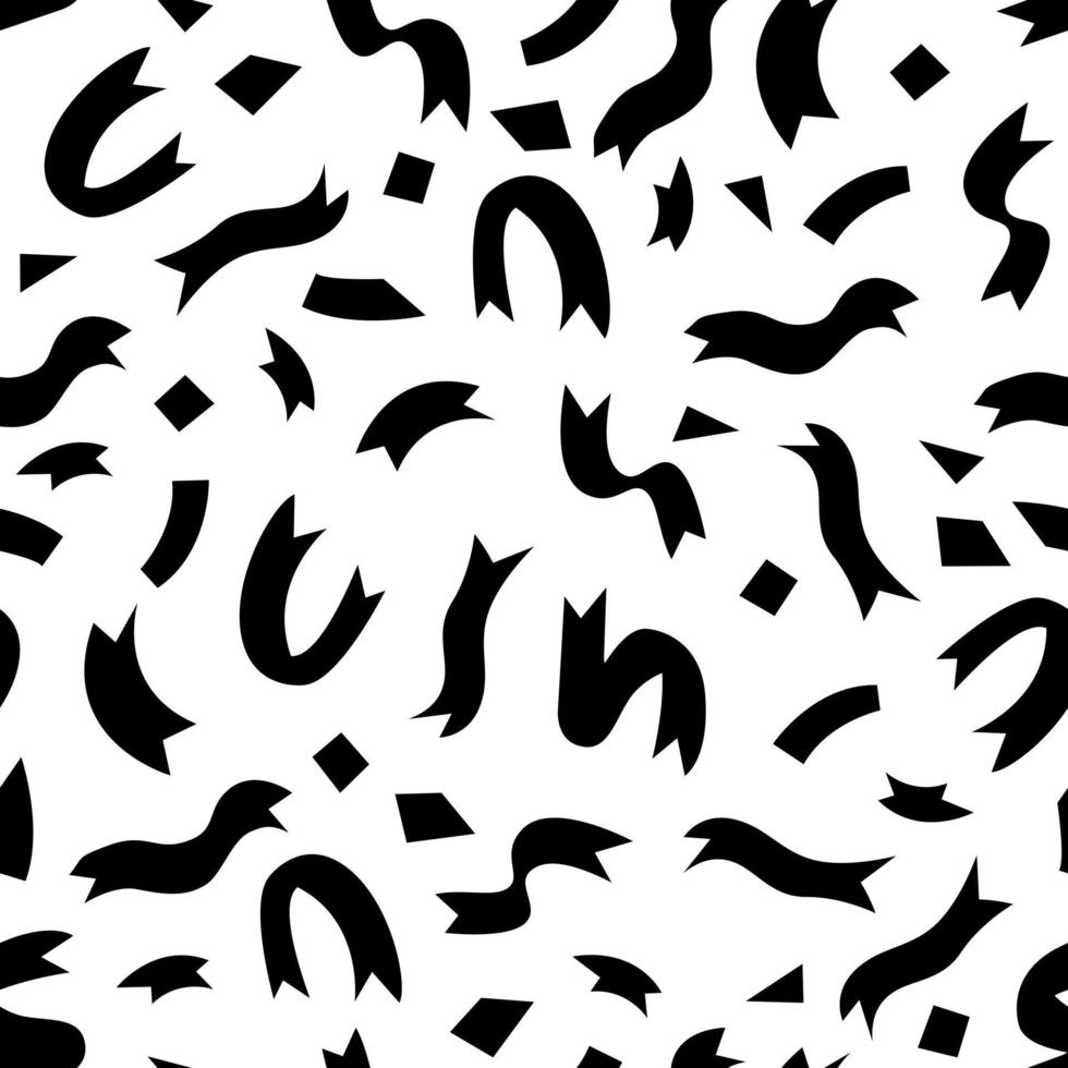 Black Ribbon seamless pattern. Abstract art print. Design for paper, covers, cards, fabrics, interior items and any. Vector illustration.