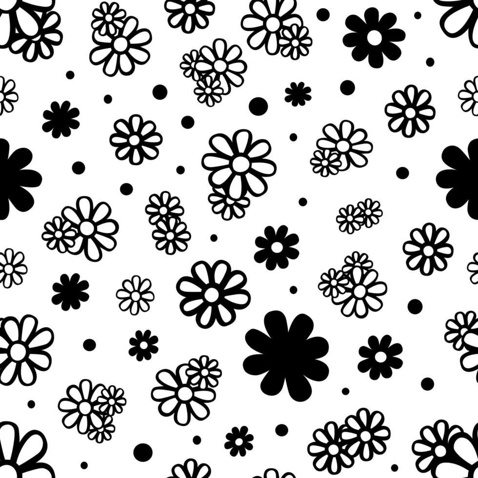 línea de flores de margarita monocromo sobre fondo blanco de patrones sin fisuras. impresión de arte abstracto. diseño para papel, cubiertas, tarjetas, telas, artículos de interior y cualquier. ilustración vectorial vector