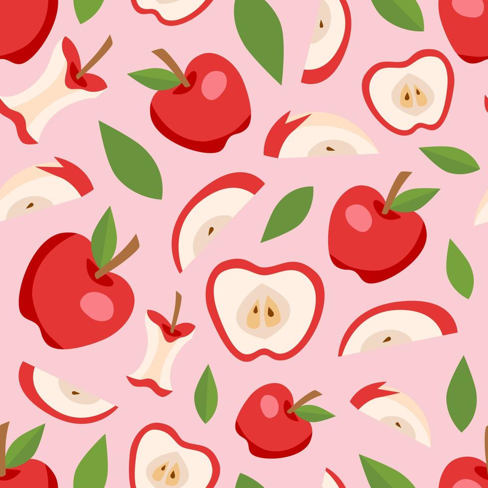 Red Apple seamless pattern. Abstract art print. Design for paper, covers, cards, fabrics, interior items and any. Vector illustration about fruit