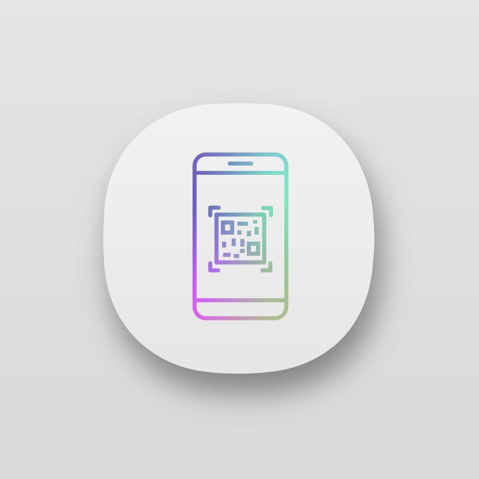 QR code scanning smartphone app icon. Matrix barcode scanner. 2D code mobile phone reader. UI UX user interface. Web or mobile application. Vector isolated illustration