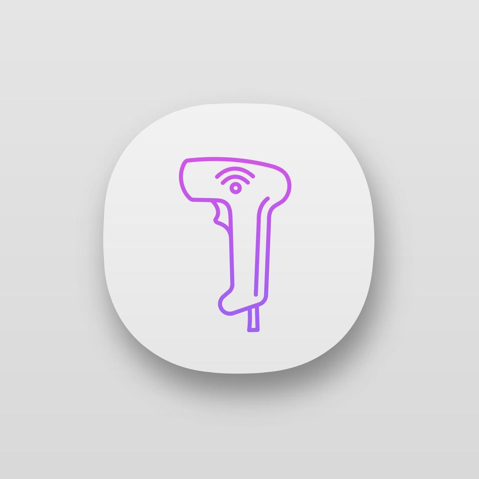 Wireless barcode scanning app icon. Wifi bar codes handheld scanner. Barcodes reading device. UI UX user interface. Web or mobile application. Vector isolated illustration