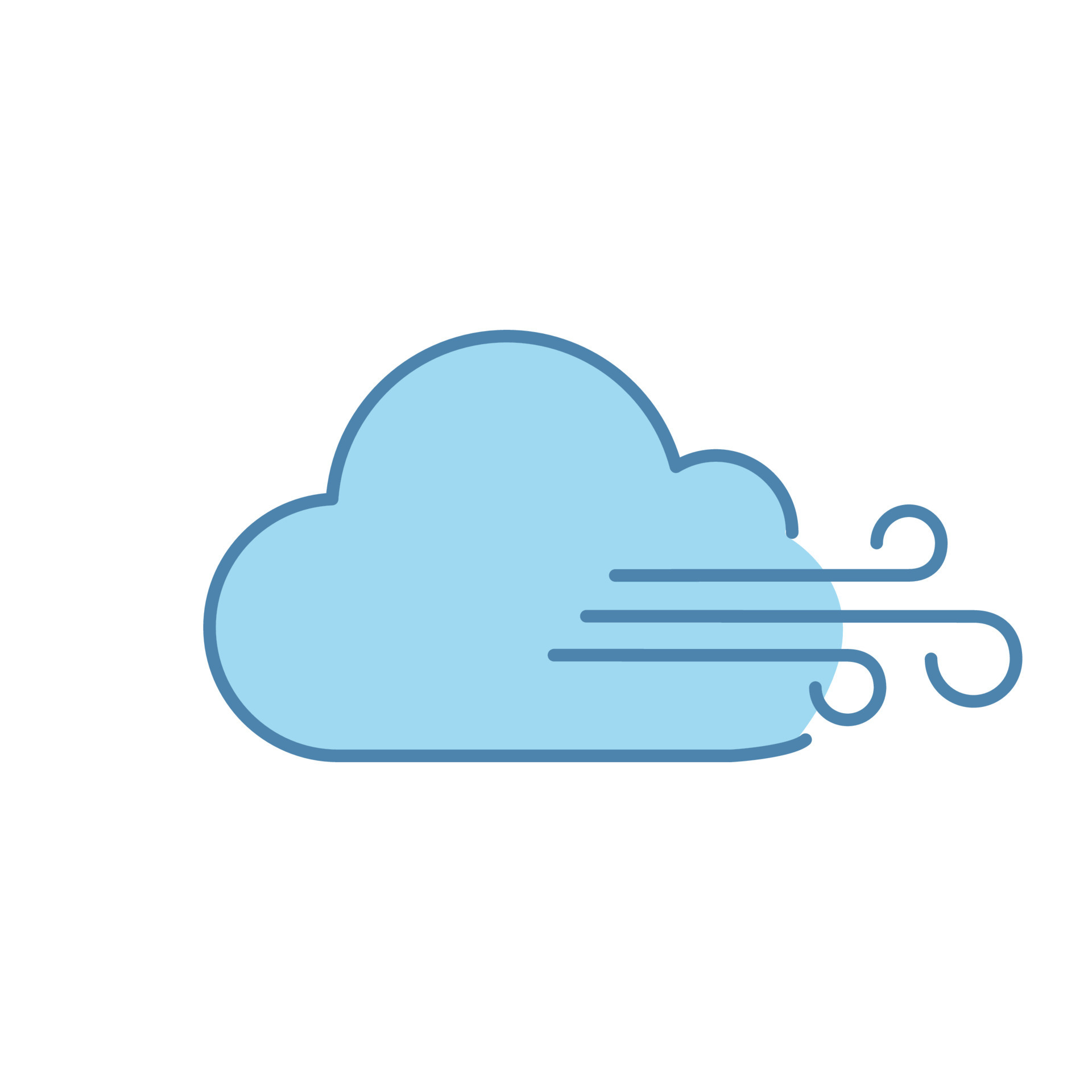 Cloudy windy weather color icon. Clouds and wind. Overcast