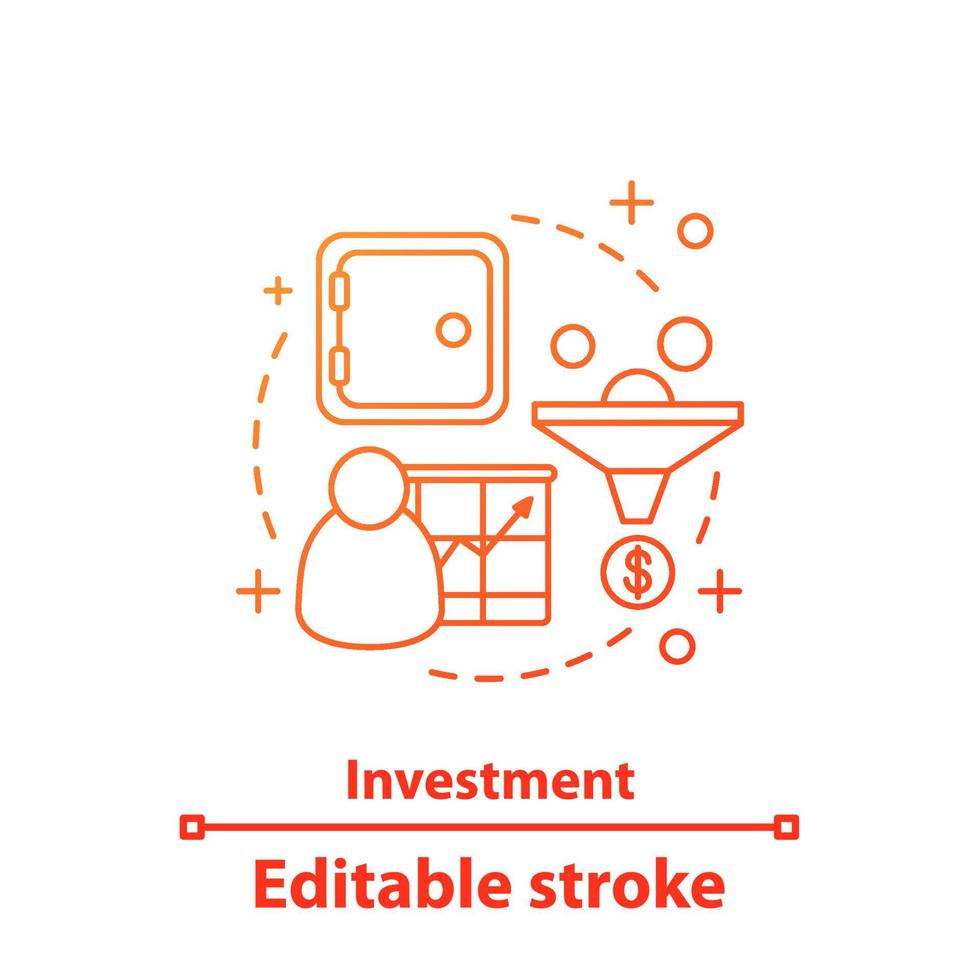 Investment concept icon. Banking. Business development idea thin line illustration. Profit growth. Vector isolated outline drawing. Editable stroke