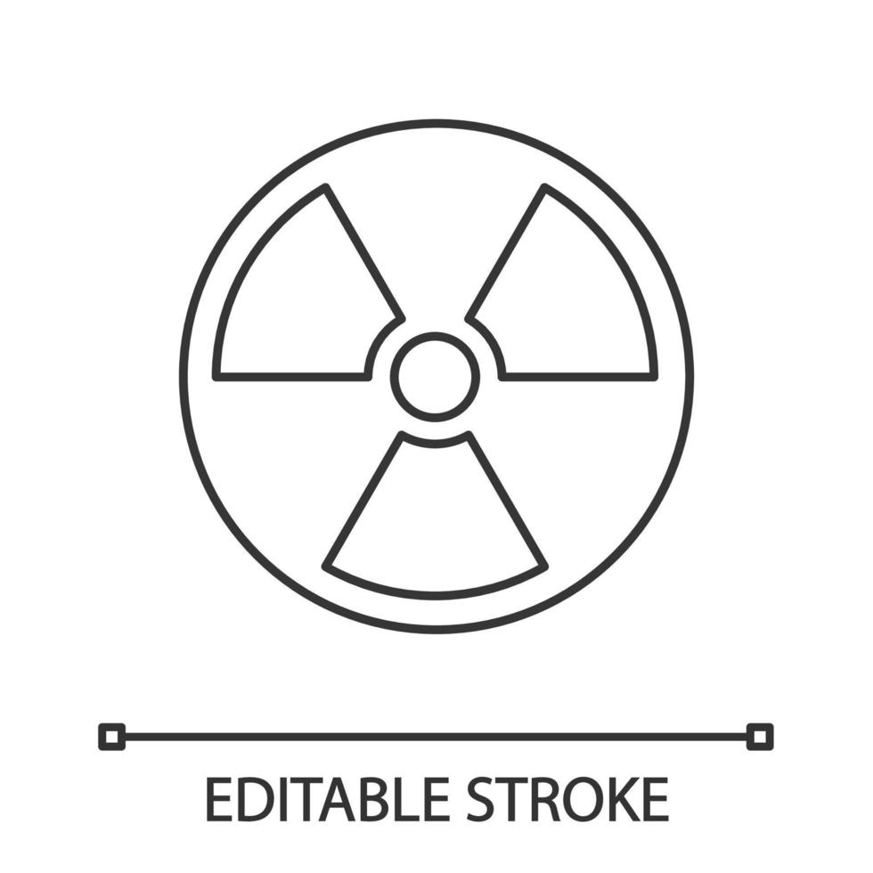 Nuclear energy linear icon. Atomic power. Thin line illustration. Radiation. Radioactive danger. Contour symbol. Vector isolated outline drawing. Editable stroke