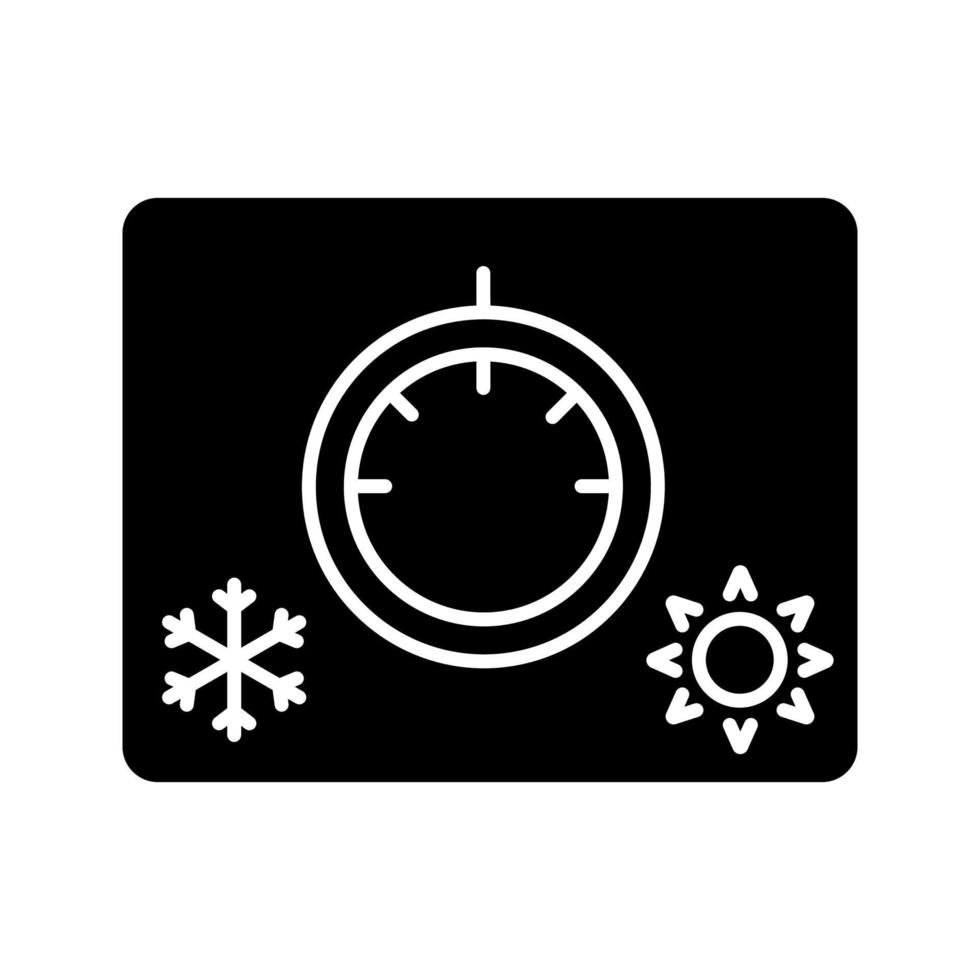 icono de glifo de perilla de control de clima. Regulación de la temperatura del coche. termostato. símbolo de la silueta. espacio negativo. ilustración vectorial aislada vector