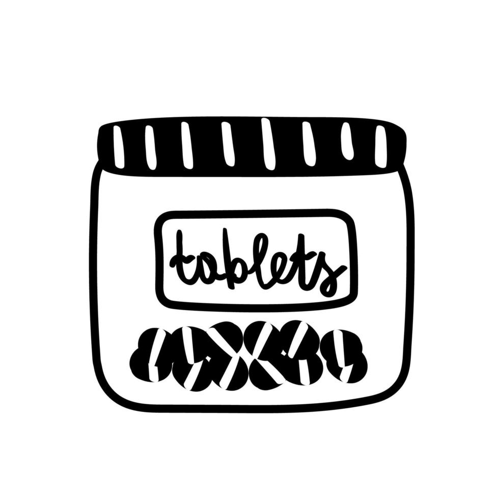 Hand drawn doodle vector illustration of painkillers tablets