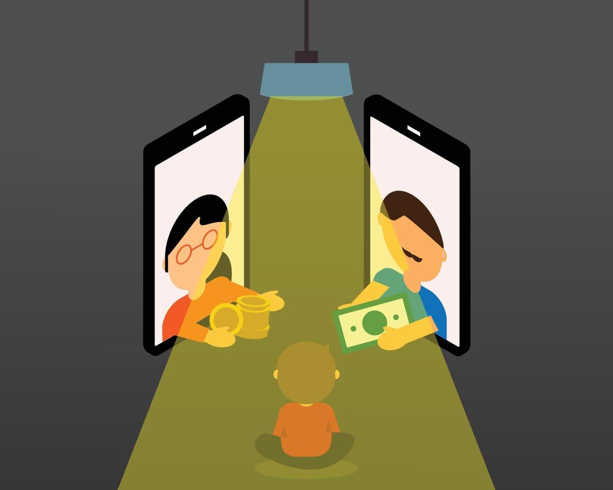 faraway parents and give only money to lonely child vector