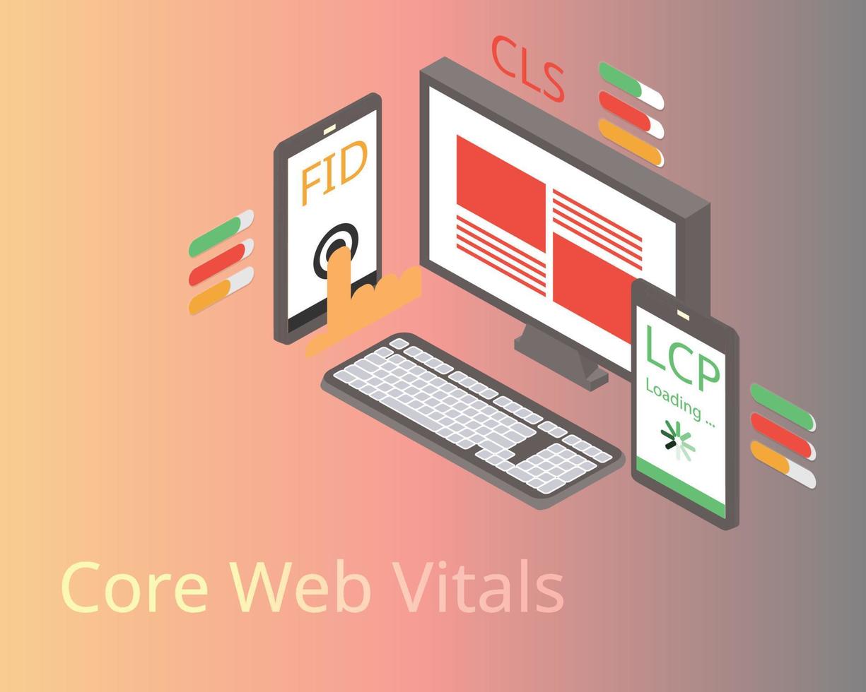 core web vitals for checking Web Performance Metrics vector