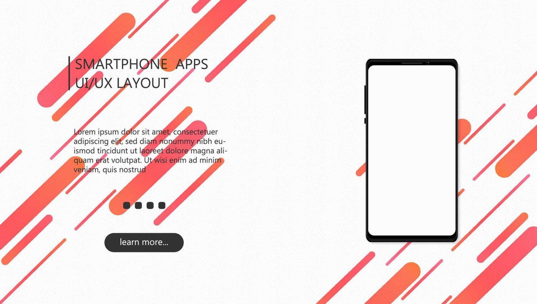 fondo de diseño de diseño de aplicaciones de smartphone de interfaz de usuario moderna para sitio web, página de inicio, portada, banner con maqueta de pantalla en blanco. vector