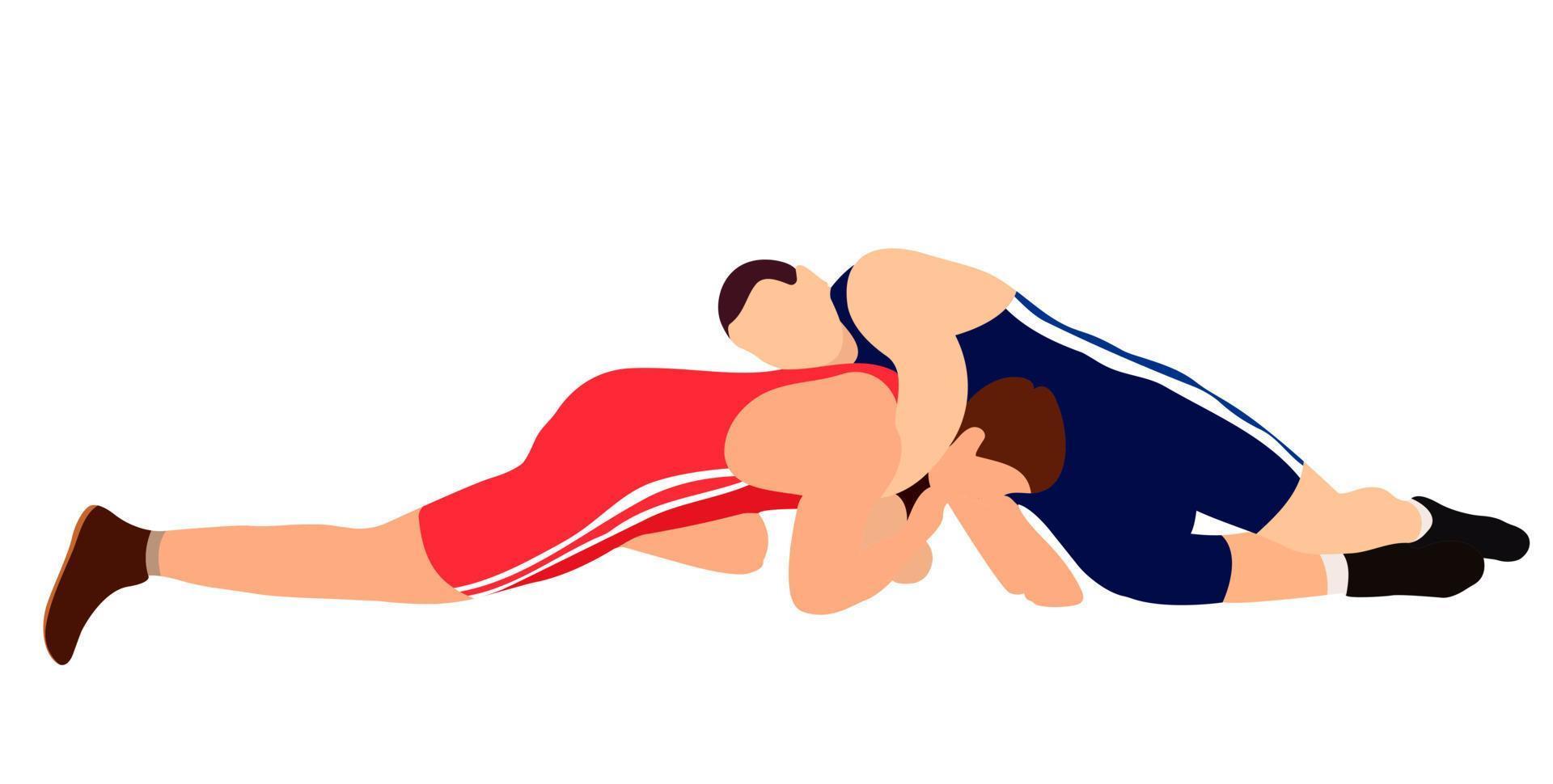 Athlete wrestler in wrestling, duel, fight. Greco-Roman, freestyle, classical wrestling. vector