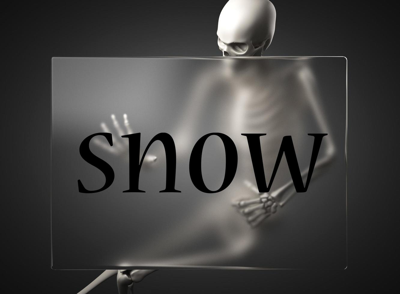 snow word on glass and skeleton photo