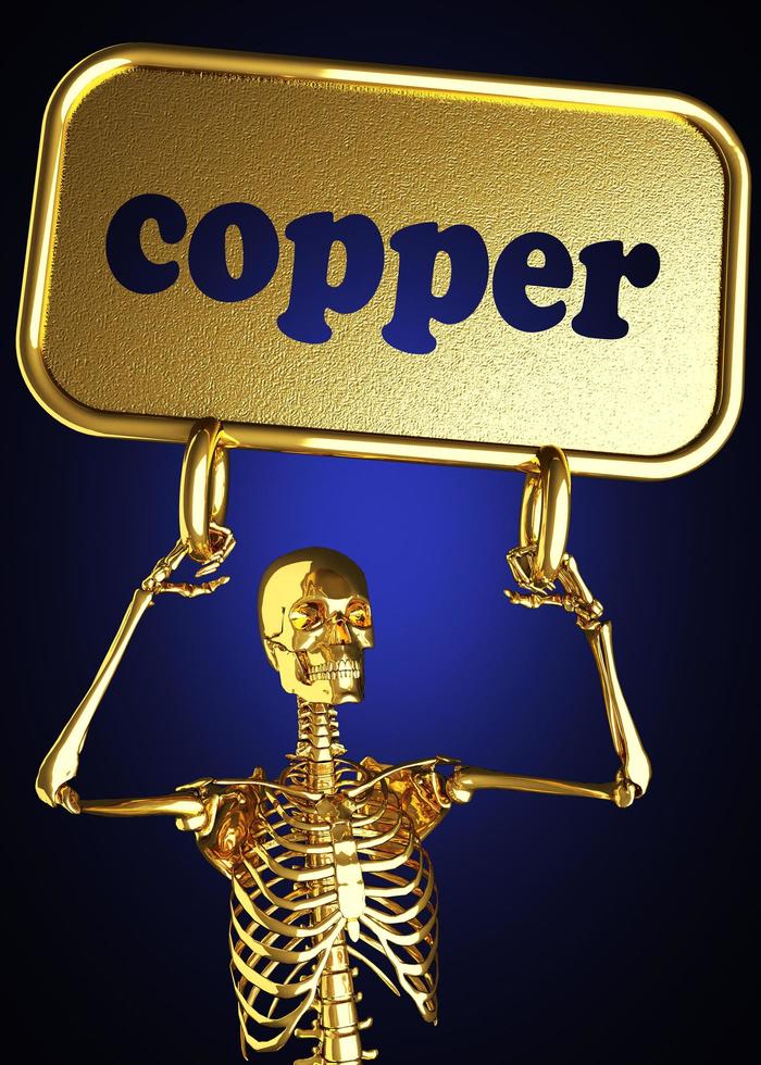palabra de cobre y esqueleto dorado foto