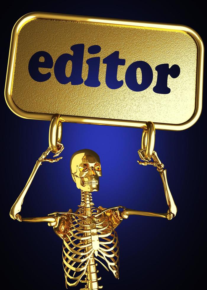 editor word and golden skeleton photo