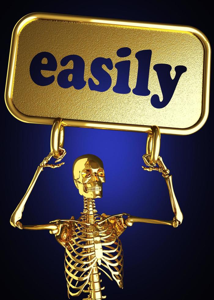 fácilmente palabra y esqueleto dorado foto