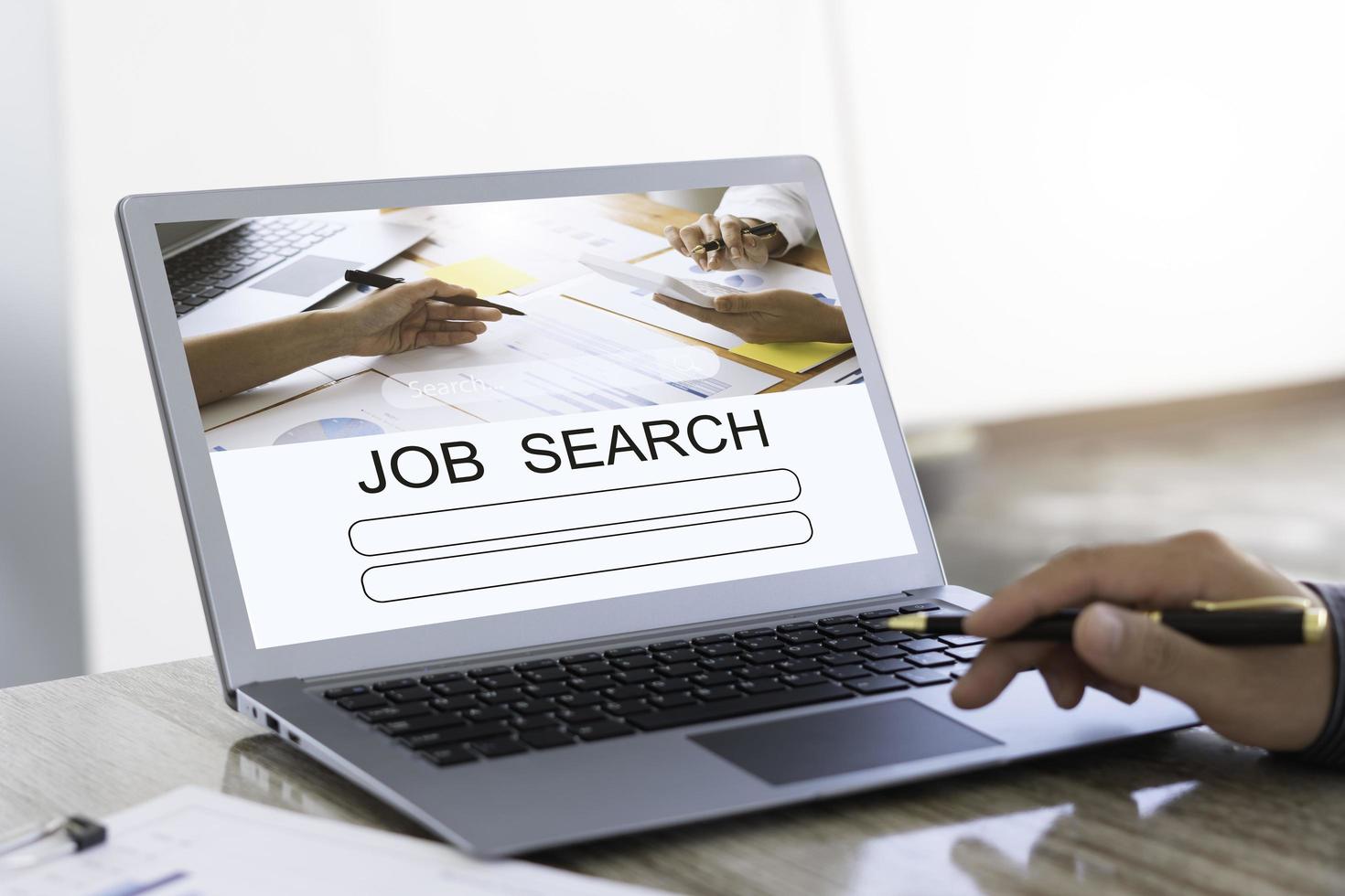 job search concept, find your career, business man looking at online website photo