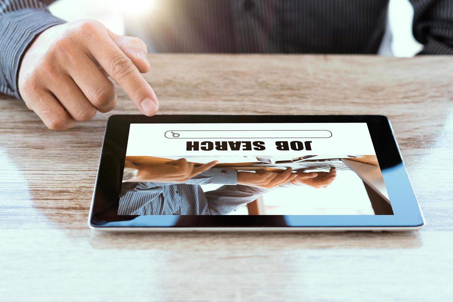 job search concept, find your career, business man looking at online website photo