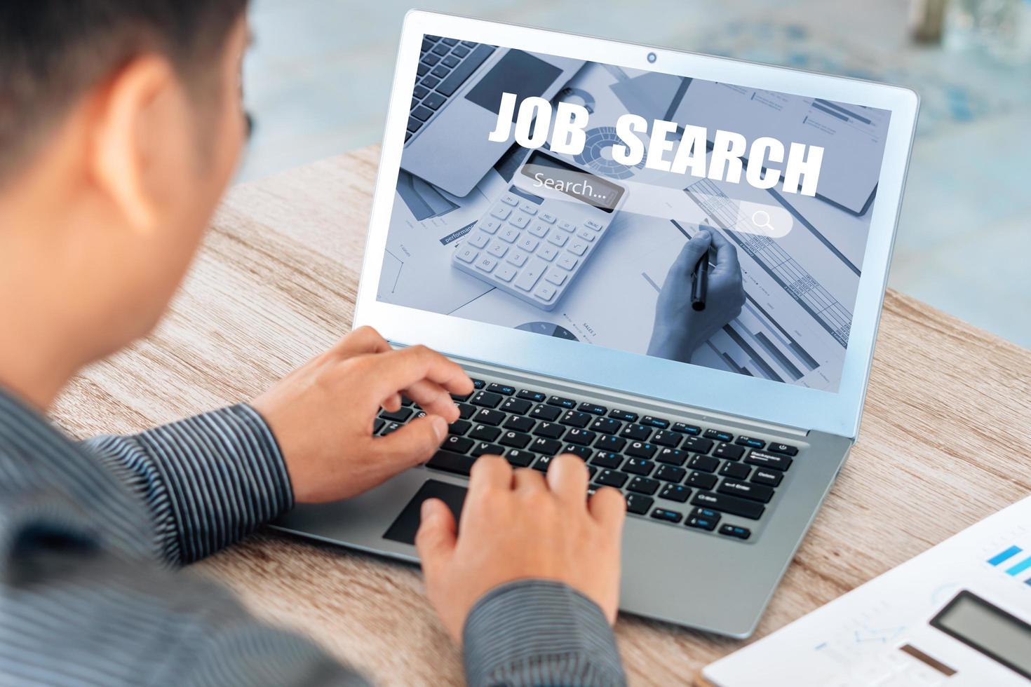 job search concept, find your career, business man looking at online website photo