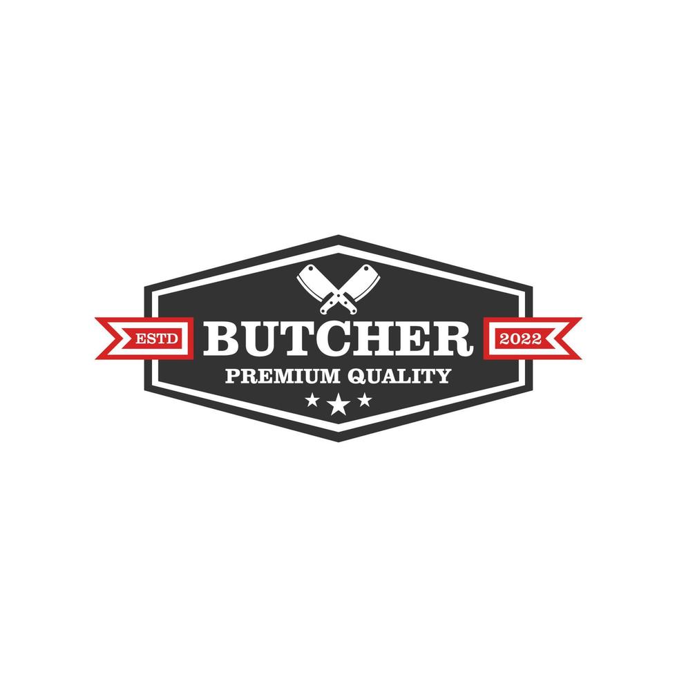 Vintage style butcher shop emblem logo vector