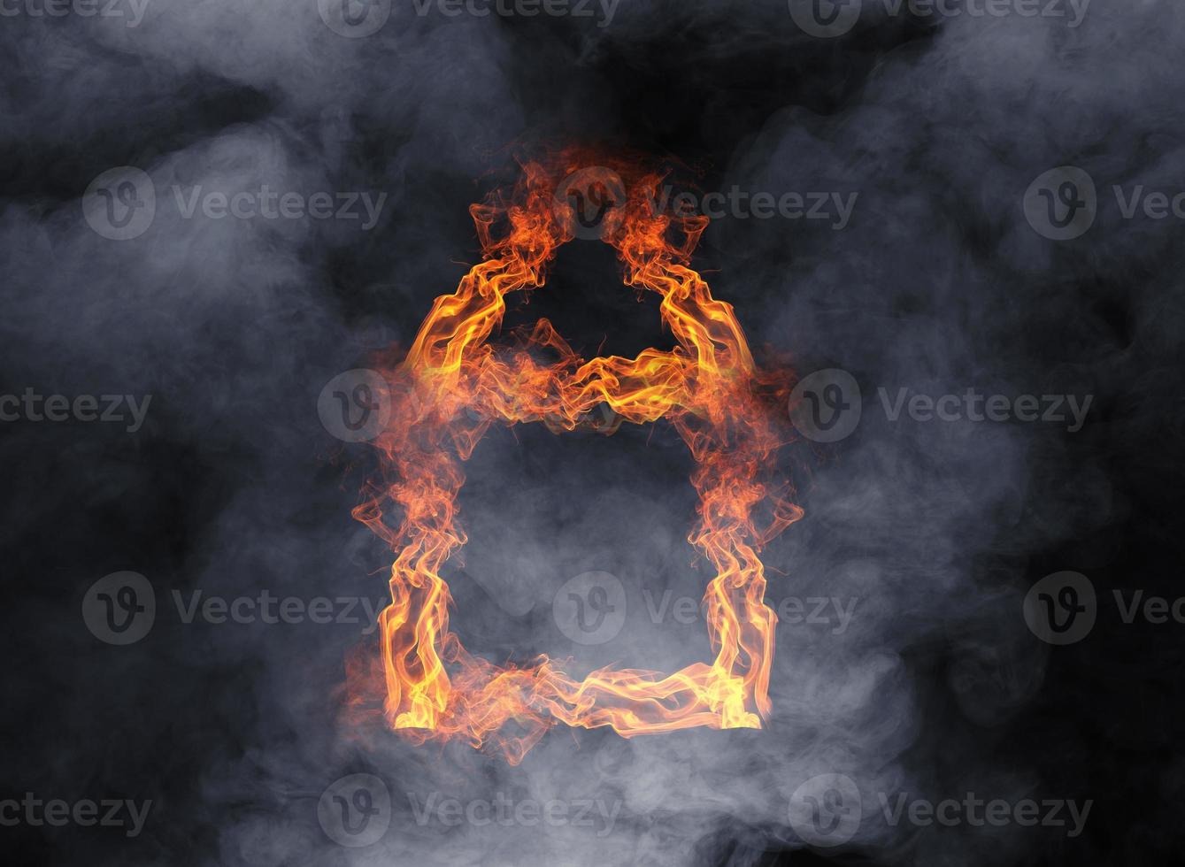 House sign made of burning flame photo