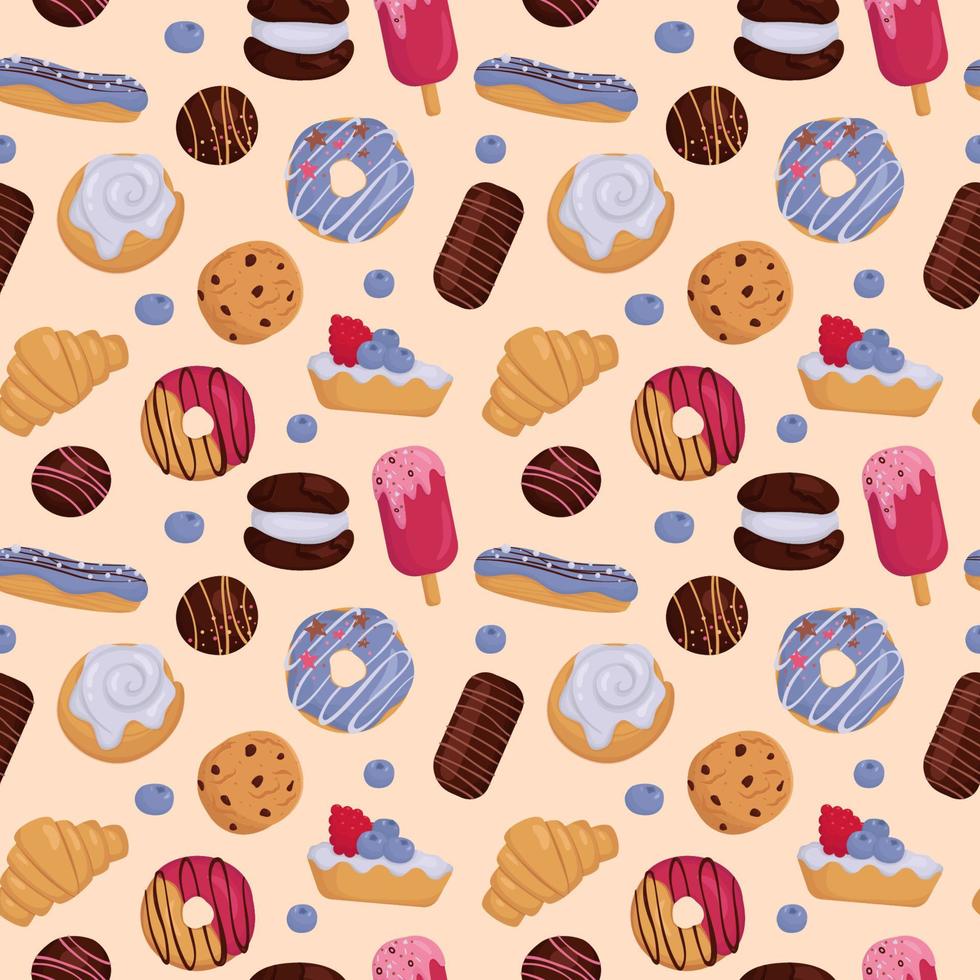 Vector pattern with sweet desserts