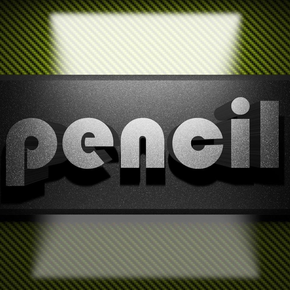 pencil word of iron on carbon photo