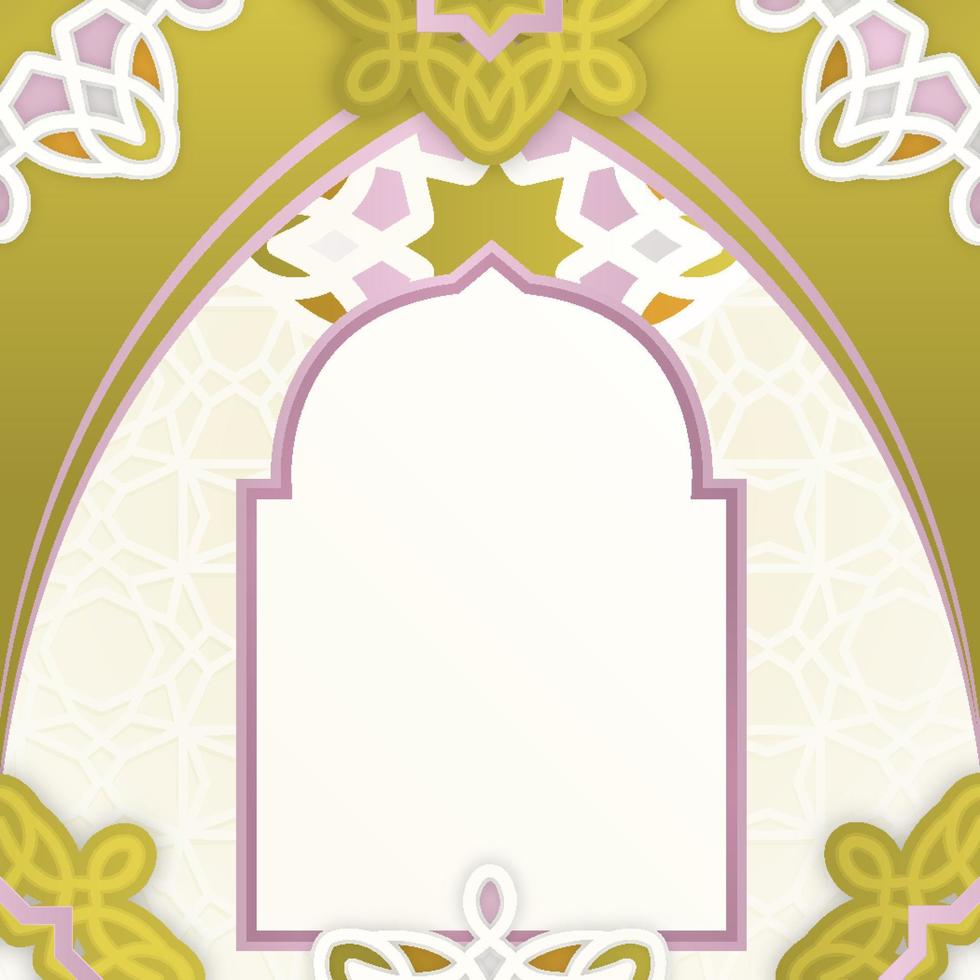 Arabic Islamic Arch Gold and Golden Luxury Ornamental Background with Islamic Pattern Frame vector