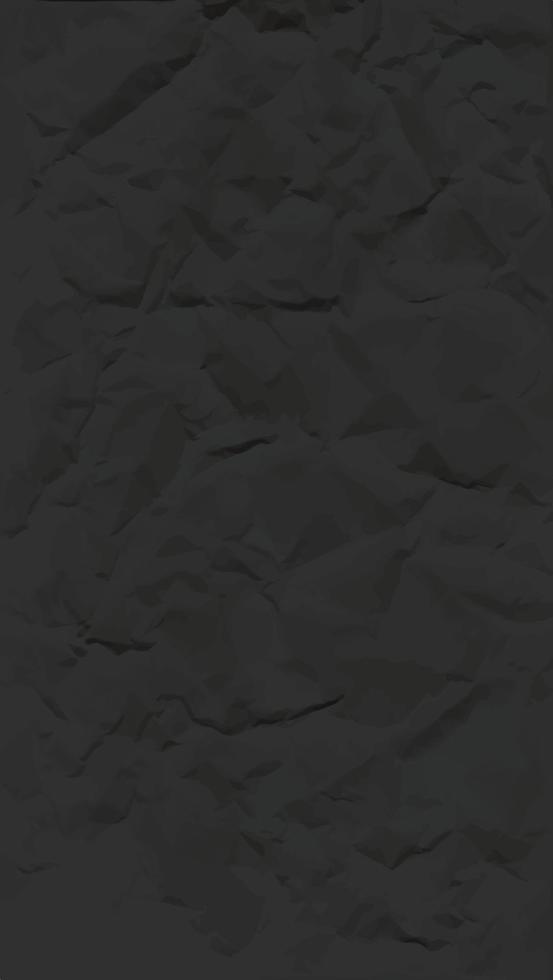 Realistic black crumpled paper texture. Isolated rough grunge old blank. Torn edges. Vector illustration.
