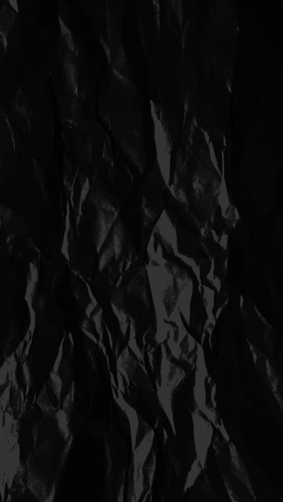 Realistic black crumpled paper texture. Isolated rough grunge old blank. Torn edges. Vector illustration.