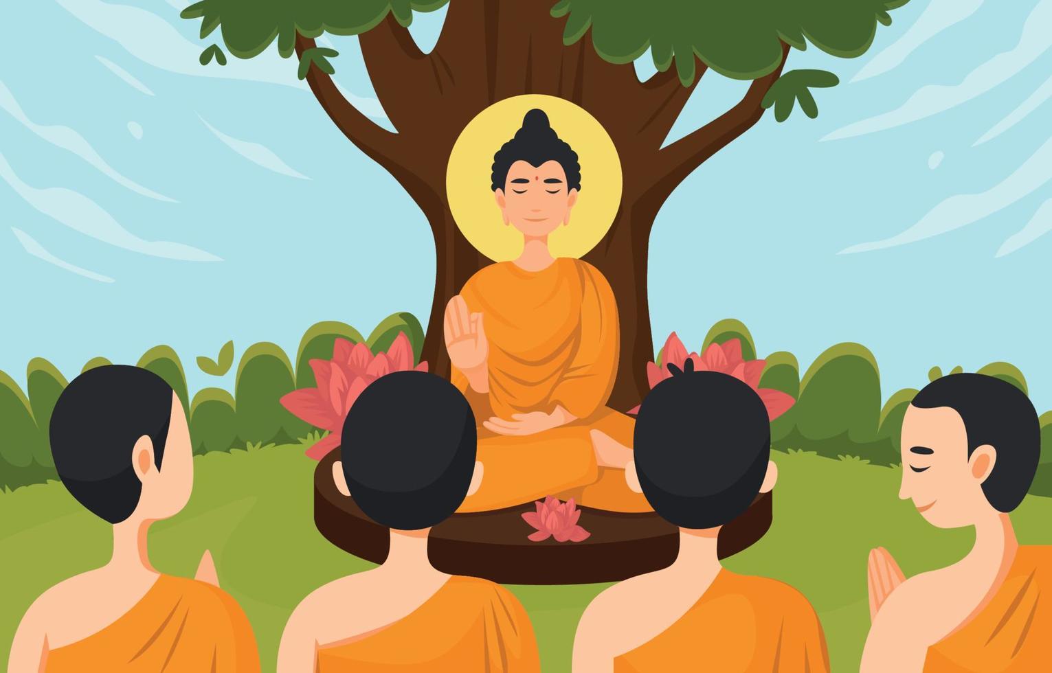 Ritual In Asahna Bucha Day Festivity vector