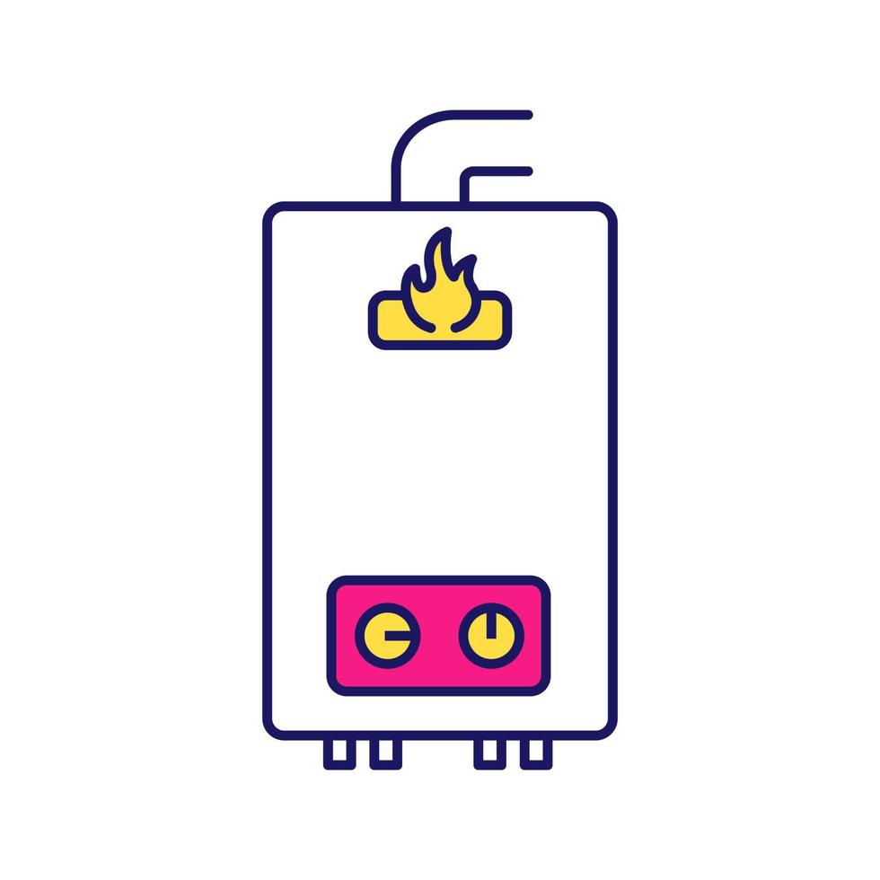 Gas water heater color icon. Heating water. Home boiler. Isolated vector illustration