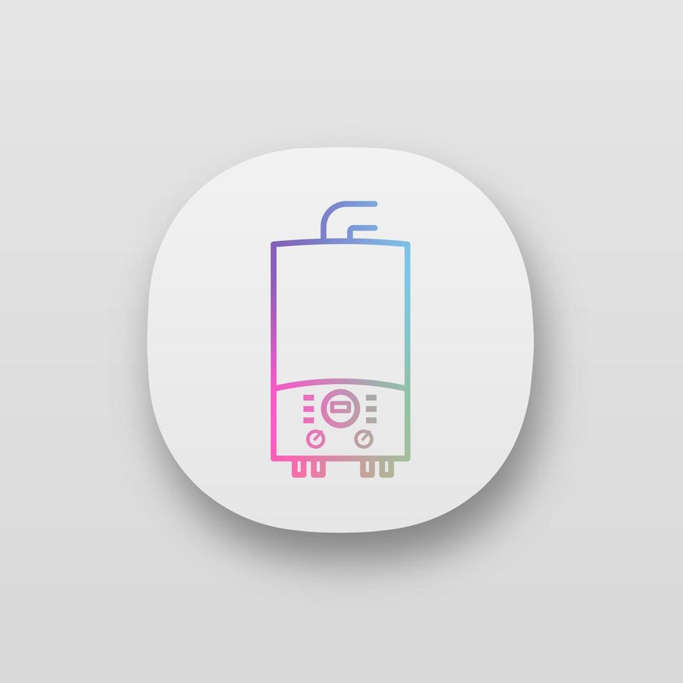 Electric heating boiler app icon. House central heater. Heating system. UI UX user interface. Web or mobile application. Vector isolated illustration