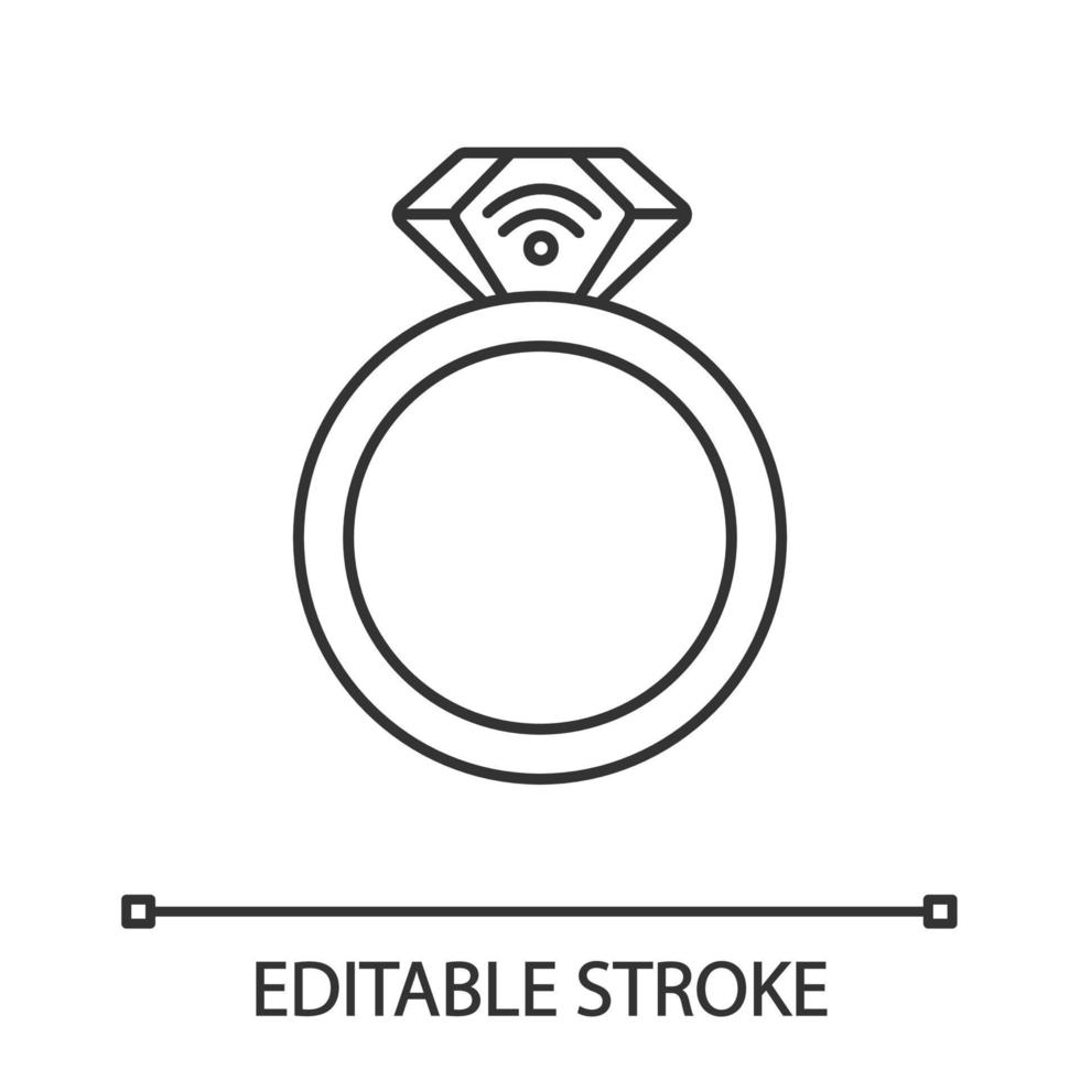 icono lineal del anillo nfc. Cerca de un campo de comunicación. transpondedor rfid ilustración de línea delgada. anillo inteligente. tecnología sin contacto. símbolo de contorno dibujo de contorno aislado vectorial. trazo editable vector