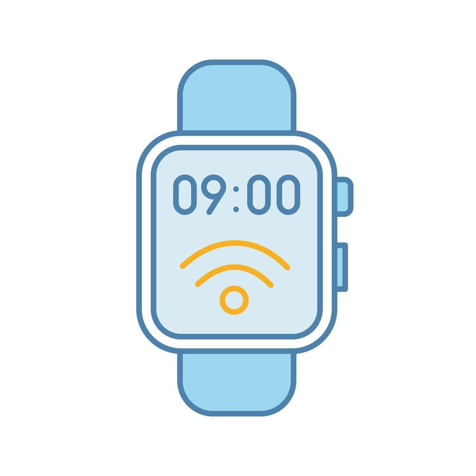 icono de color de reloj inteligente nfc. Cerca de un campo de comunicación. reloj de pulsera inteligente. tecnología sin contacto. ilustración vectorial aislada vector