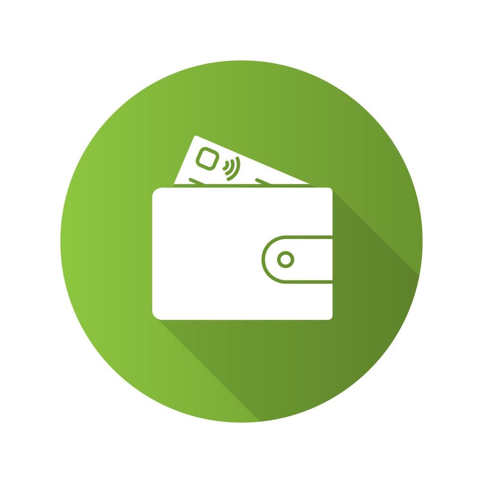 Account balance flat design long shadow glyph icon. Payment. Banking. Wallet with credit card. Vector silhouette illustration