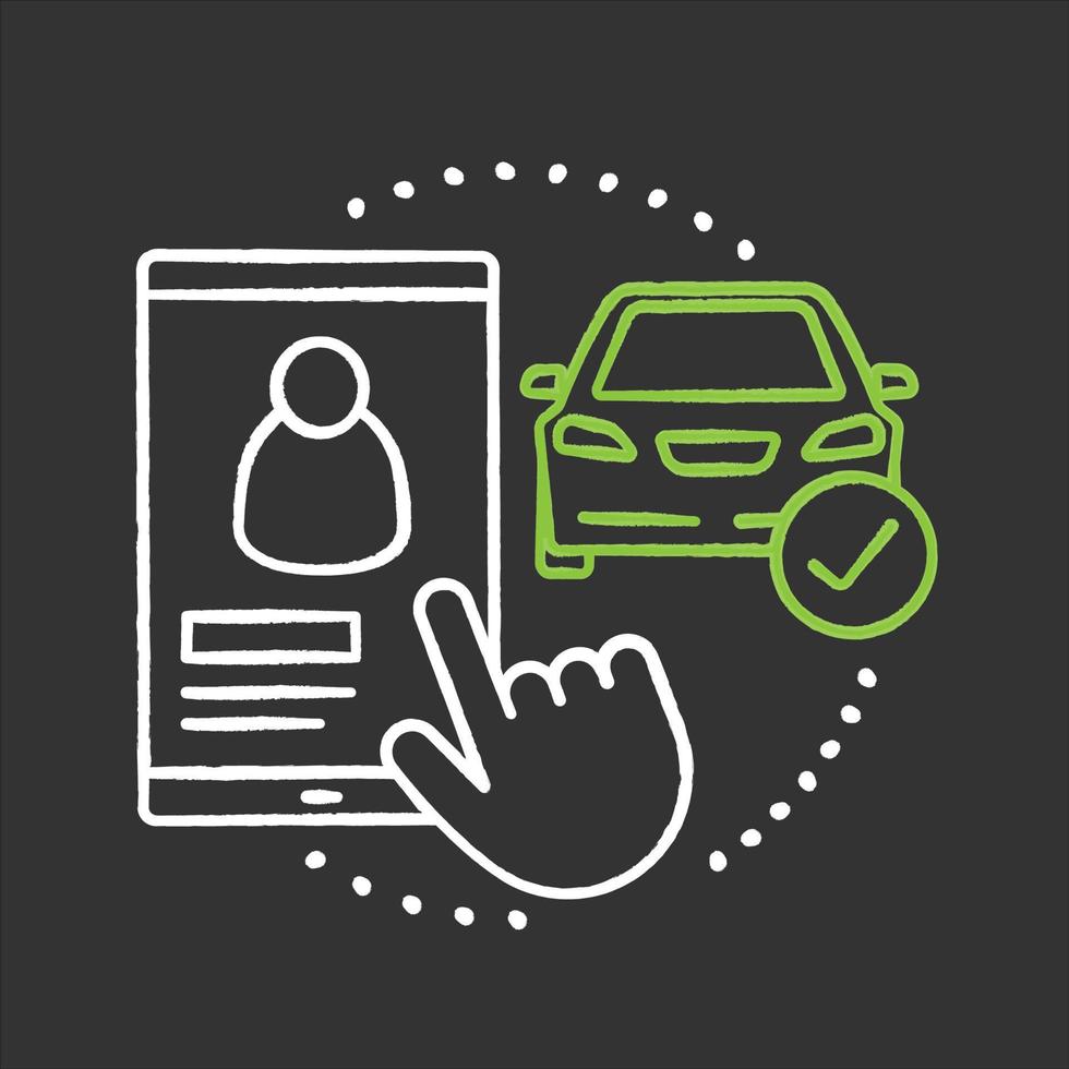Drivers choosing chalk concept icon. Taxi ordering. Carpooling idea. Vector isolated chalkboard illustration