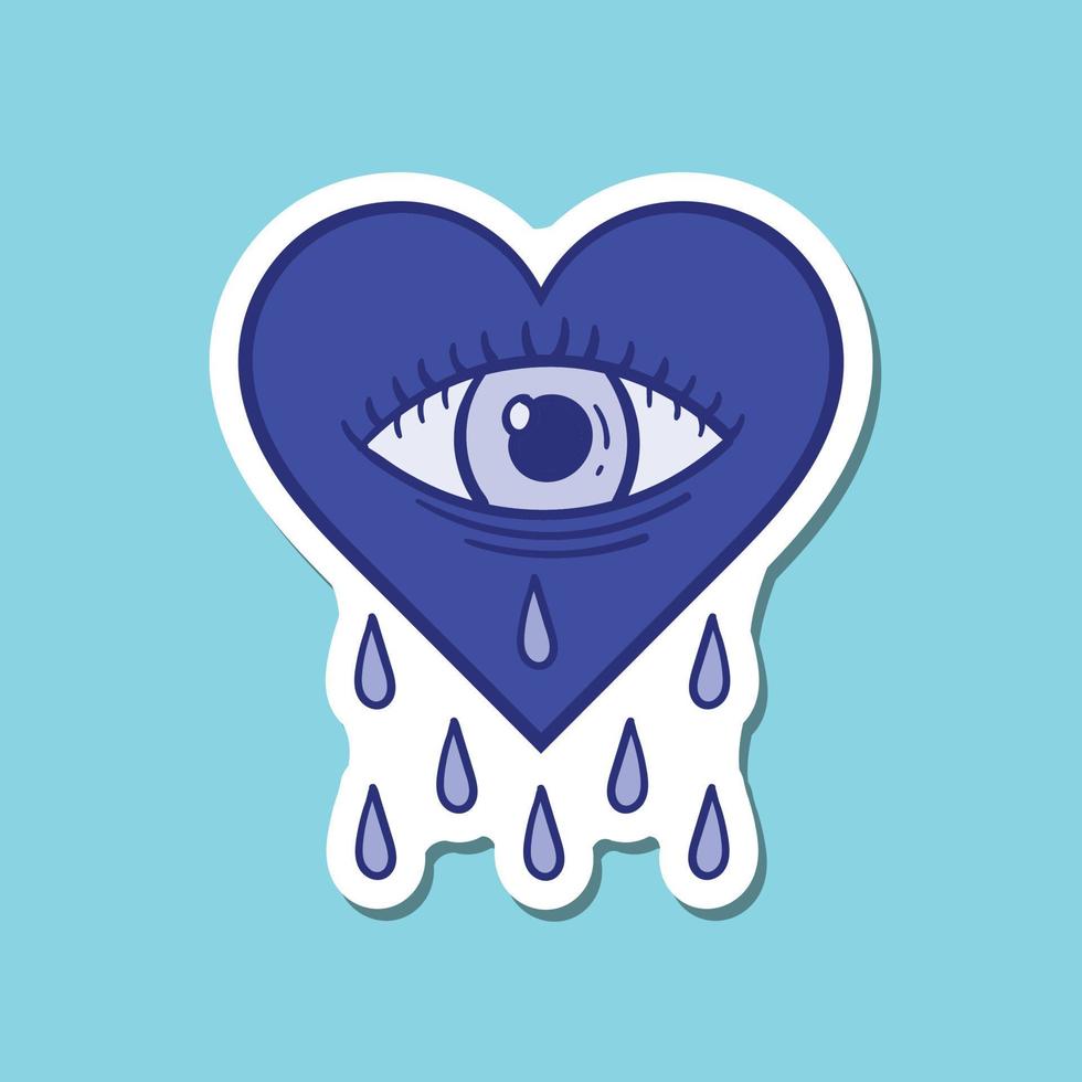hand drawn heart eye tears doodle illustration for tattoo stickers poster etc vector