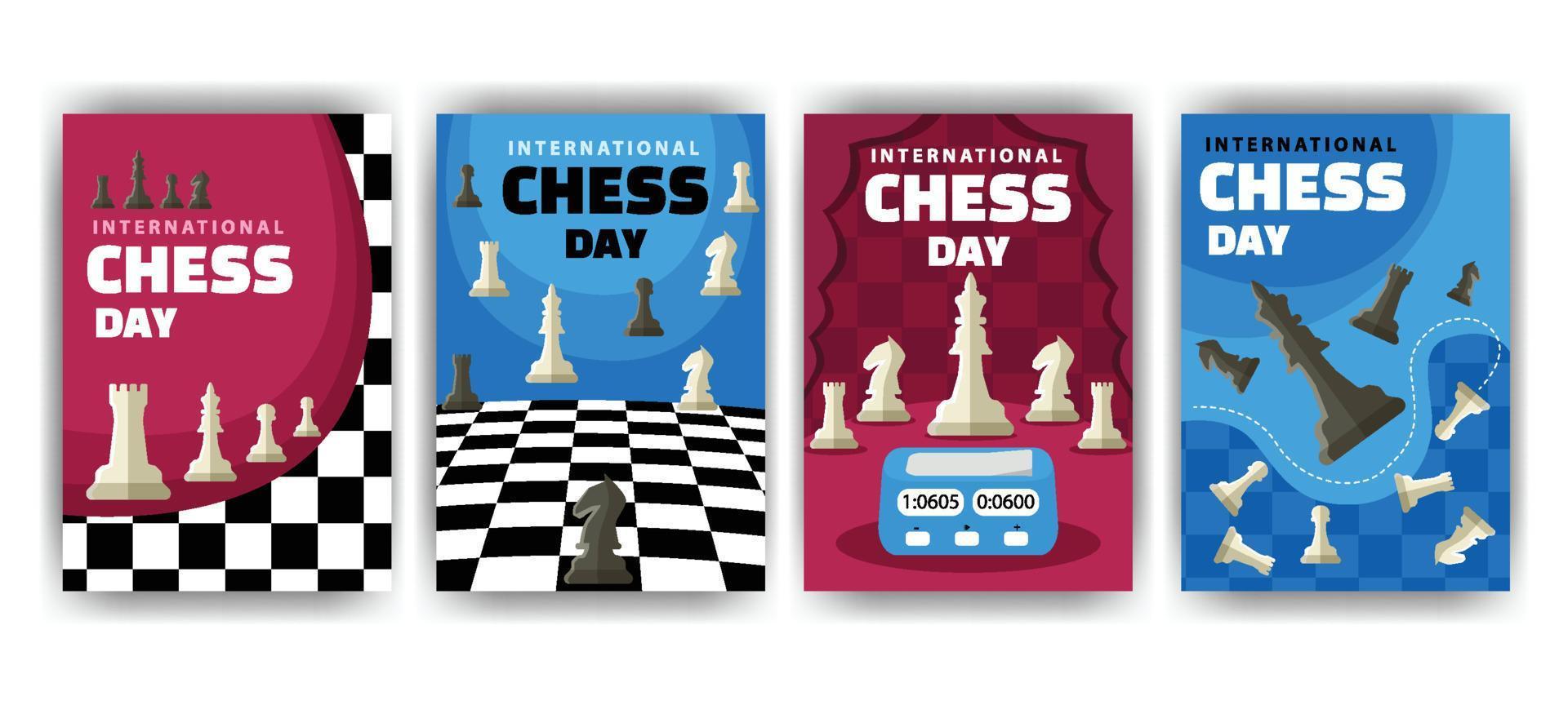 tarjeta del día internacional del ajedrez vector