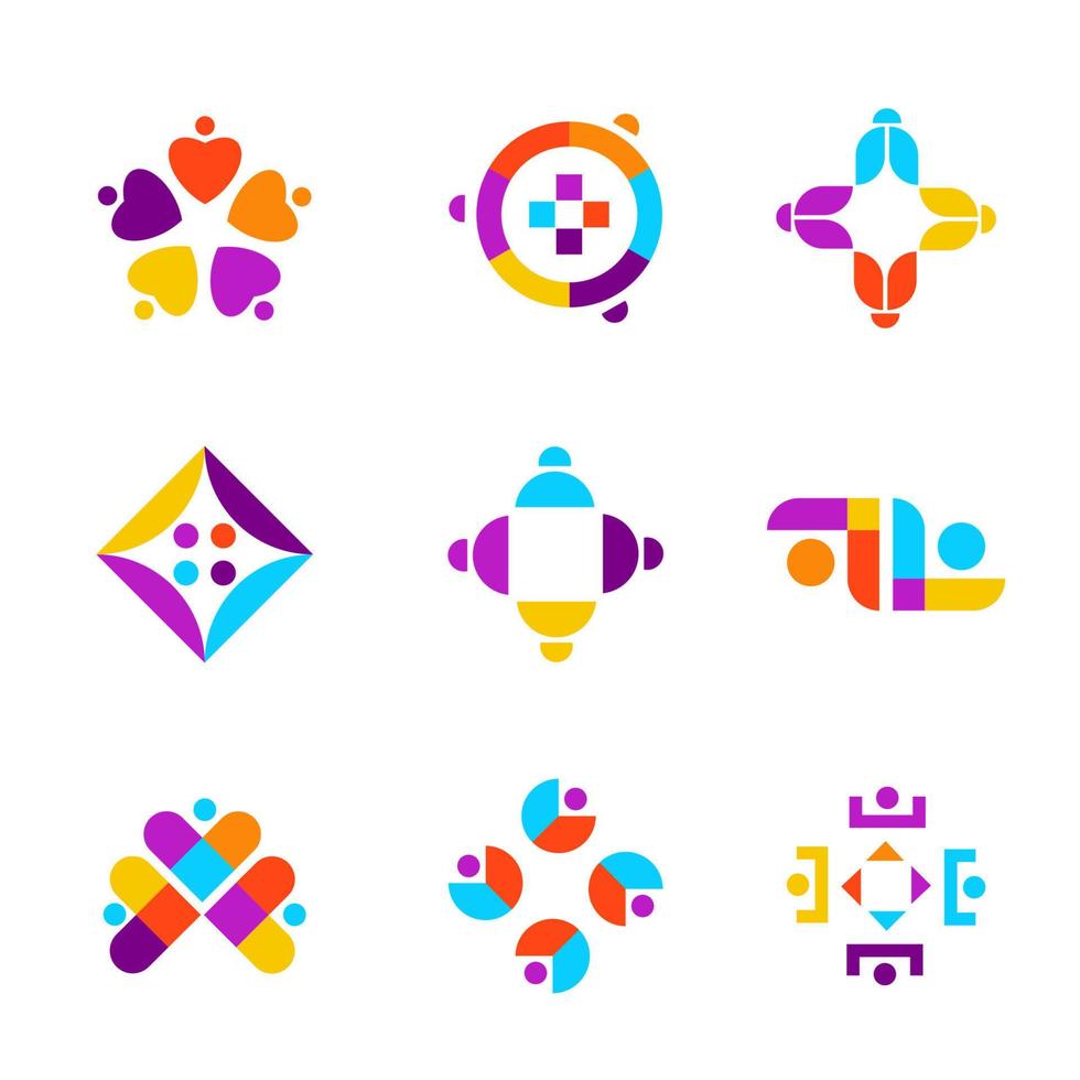 Set Icon Logo Community Network vector