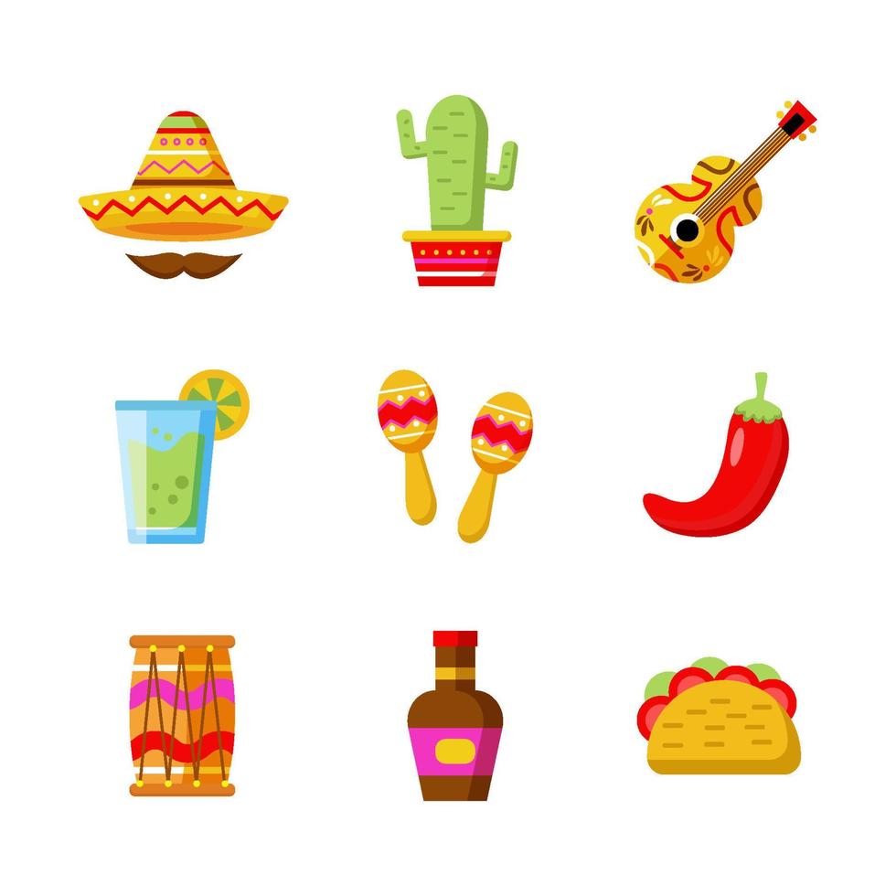 colección de iconos del cinco de mayo vector