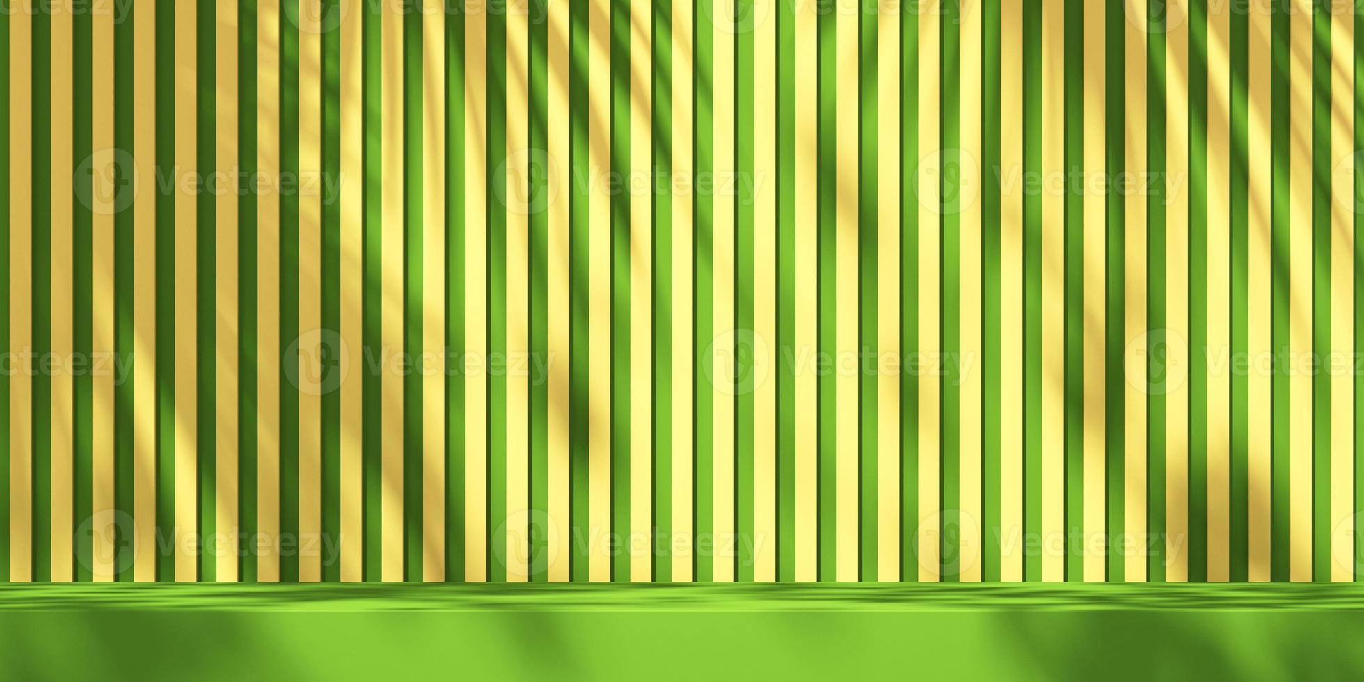 3D green and yellow product podium display with orange background and tree shadow,summer product mockup background,3D render illustration photo