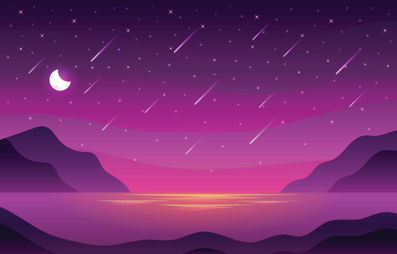 fondo de paisaje de lluvia de meteoritos vector