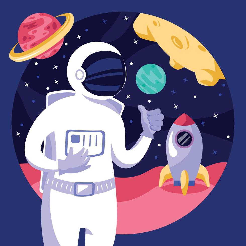 Character Focused Astronaut in Space vector