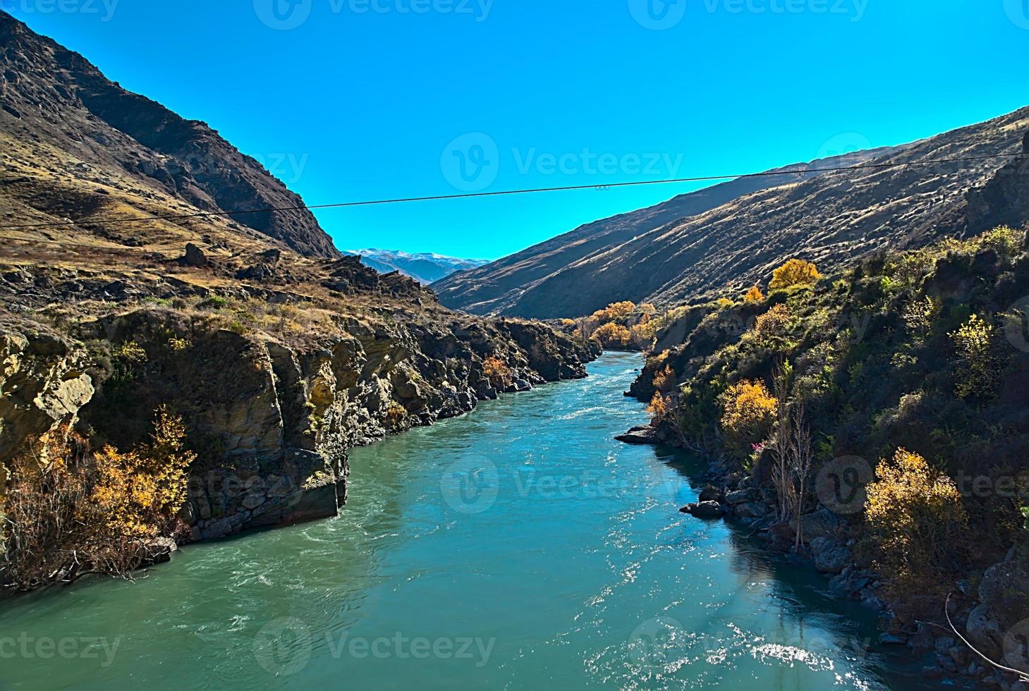 blue river on a sunny day on winter photo