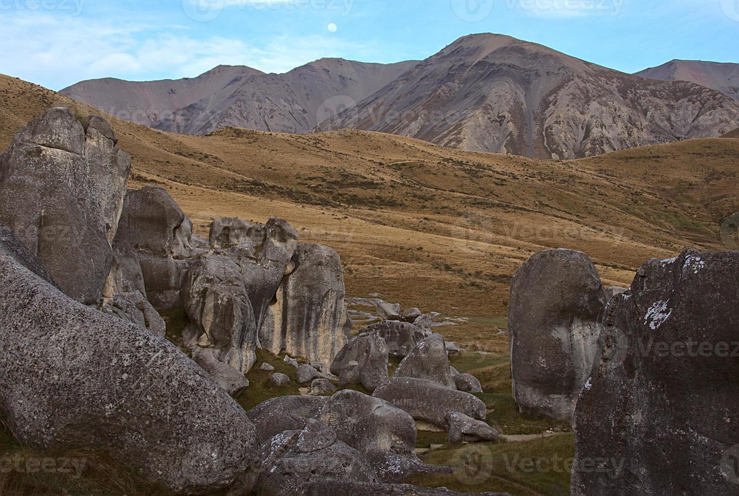 view of the rock formations at Castle Hills, New Zealand photo
