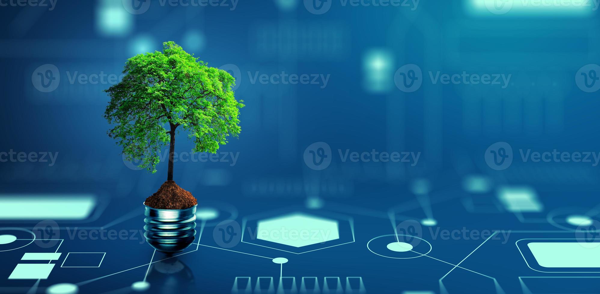Green Computing, Green Technology, Green IT, csr, and IT ethics Concept. photo