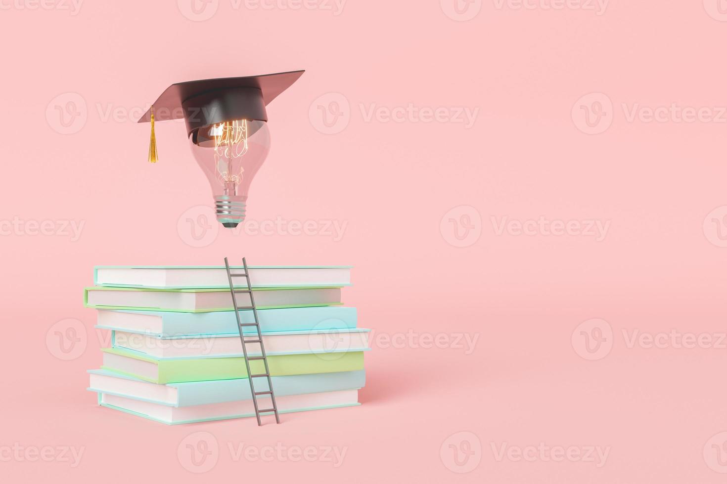 Concept of getting degree and graduation on 3d illustration photo