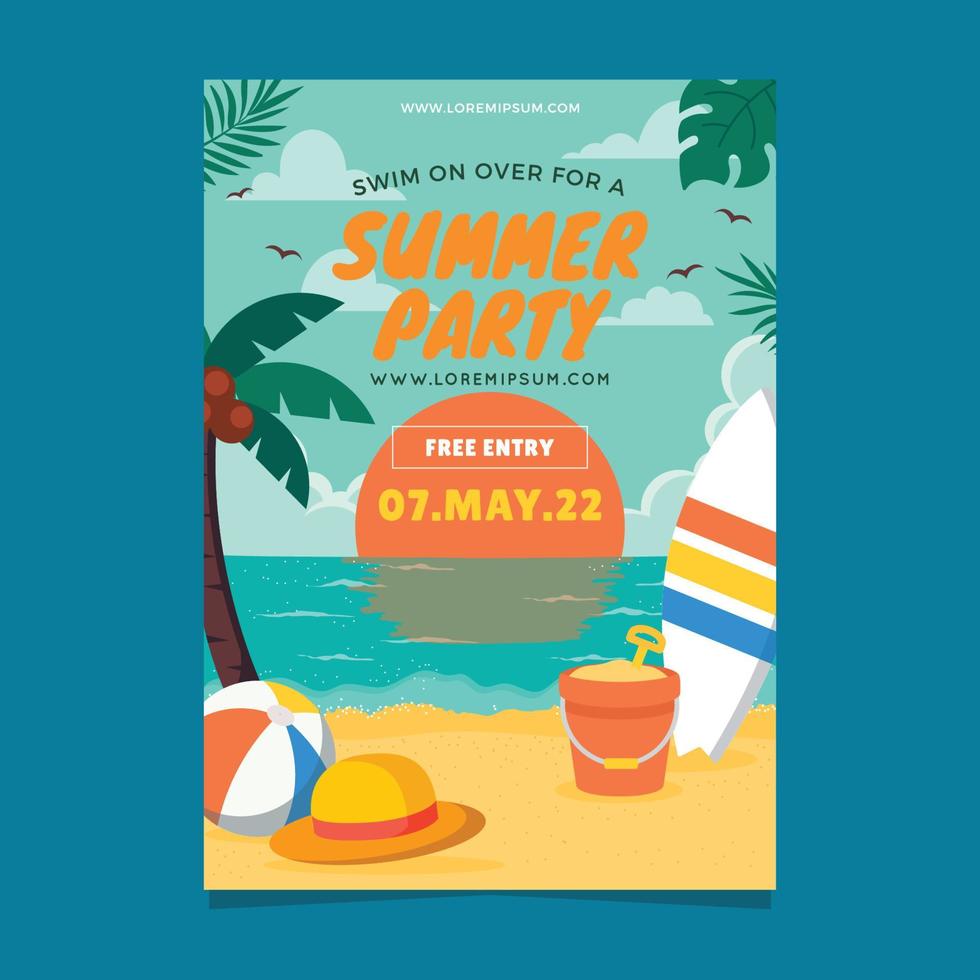 Summer Party Poster Template vector