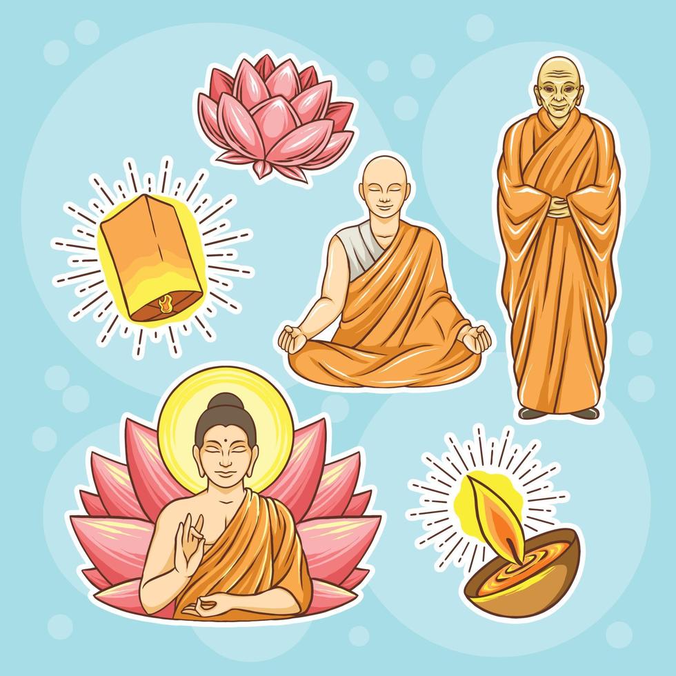 Asahna Bucha Day Design Elements vector